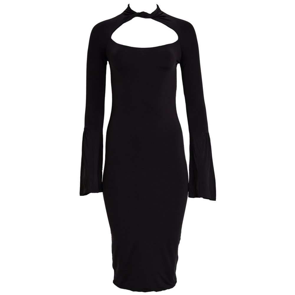 Gucci Tom Ford Black Cutout Twisted Neck Dress 2004